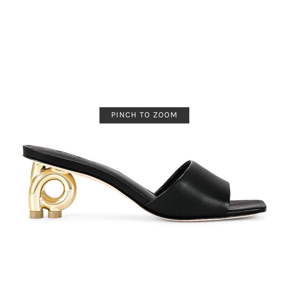 Cult Gaia Cora Black Gold Heel Slide Sandal Worn 1x - Picture 8 of 8